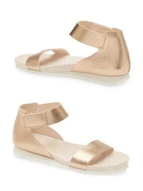 PEDRO GARCIA Jalila Ankle Strap Sandals in Cava Cervo Lame Sz EU38.5/US8.5